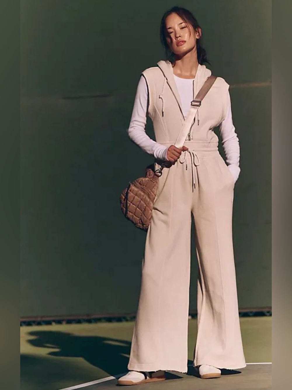 FP Movement Making It Jumpsuit Cream Tofu Hooded Sweatsuit